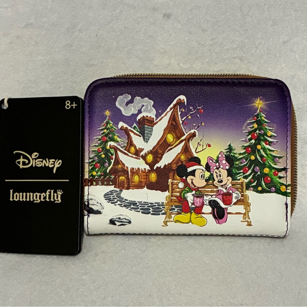 NWT Loungefly  Holiday Mickey & Minnie Zip Wallet